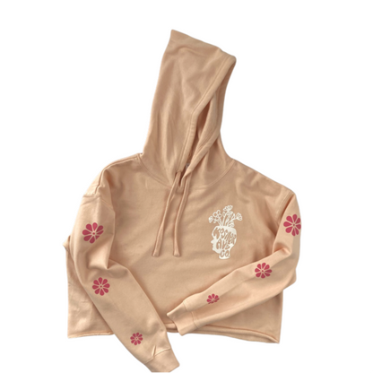 Smell the Flowers Peach Crop Hoodie