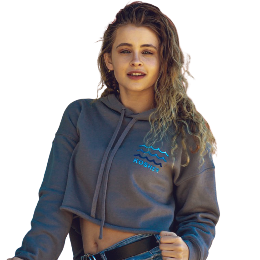 Grey Waves Crop Hoodie